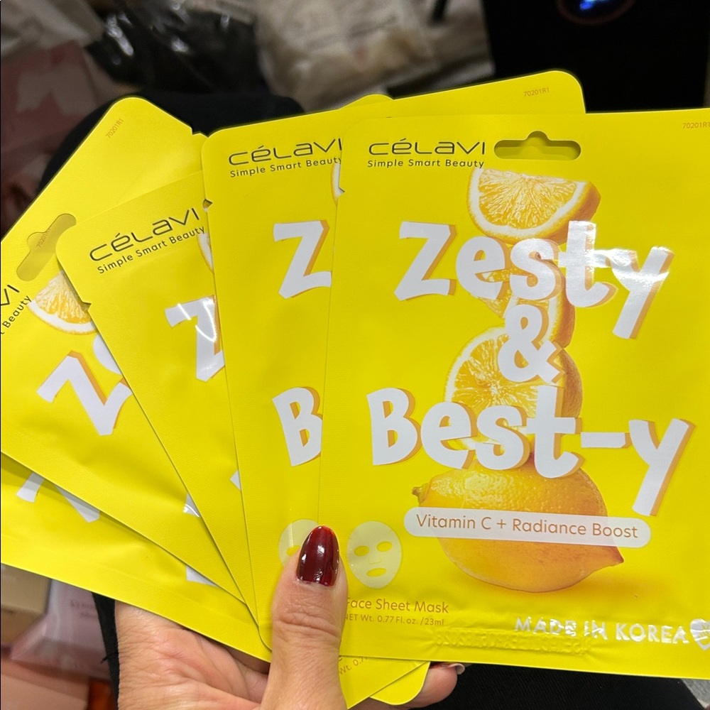 Célavi Zesty & Best-y Vitamin C Face Sheet Mask - Bright Yellow Pack NEW PC